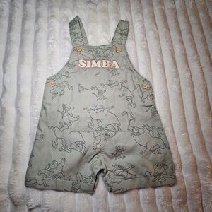 Disney Lion King Simba Light Green Baby Short Overalls 3/6 Months
